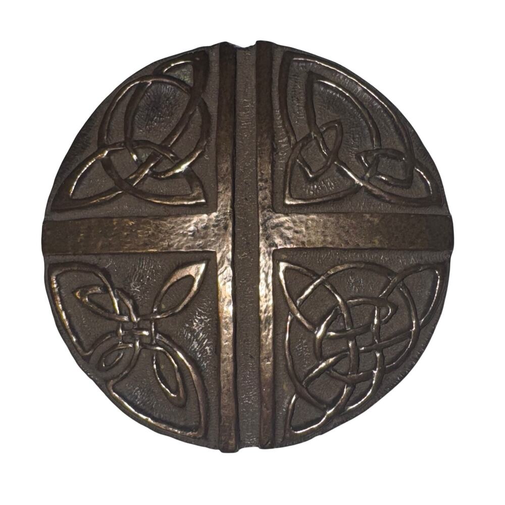 The Wild Goose Studio Celtic Love Cross Round Cast Wall Plaque Made in Ireland